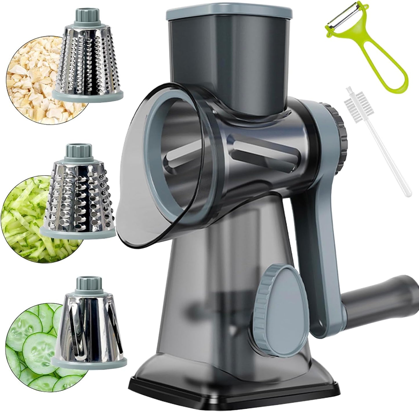 Rotary Cheese Grater Multi-Purpose Stainless Steel Cheese Shredder - Cheese Grater With Handle Effortless Grating of Carrots, Potatoes, Vegetables, and Fruits (blue)