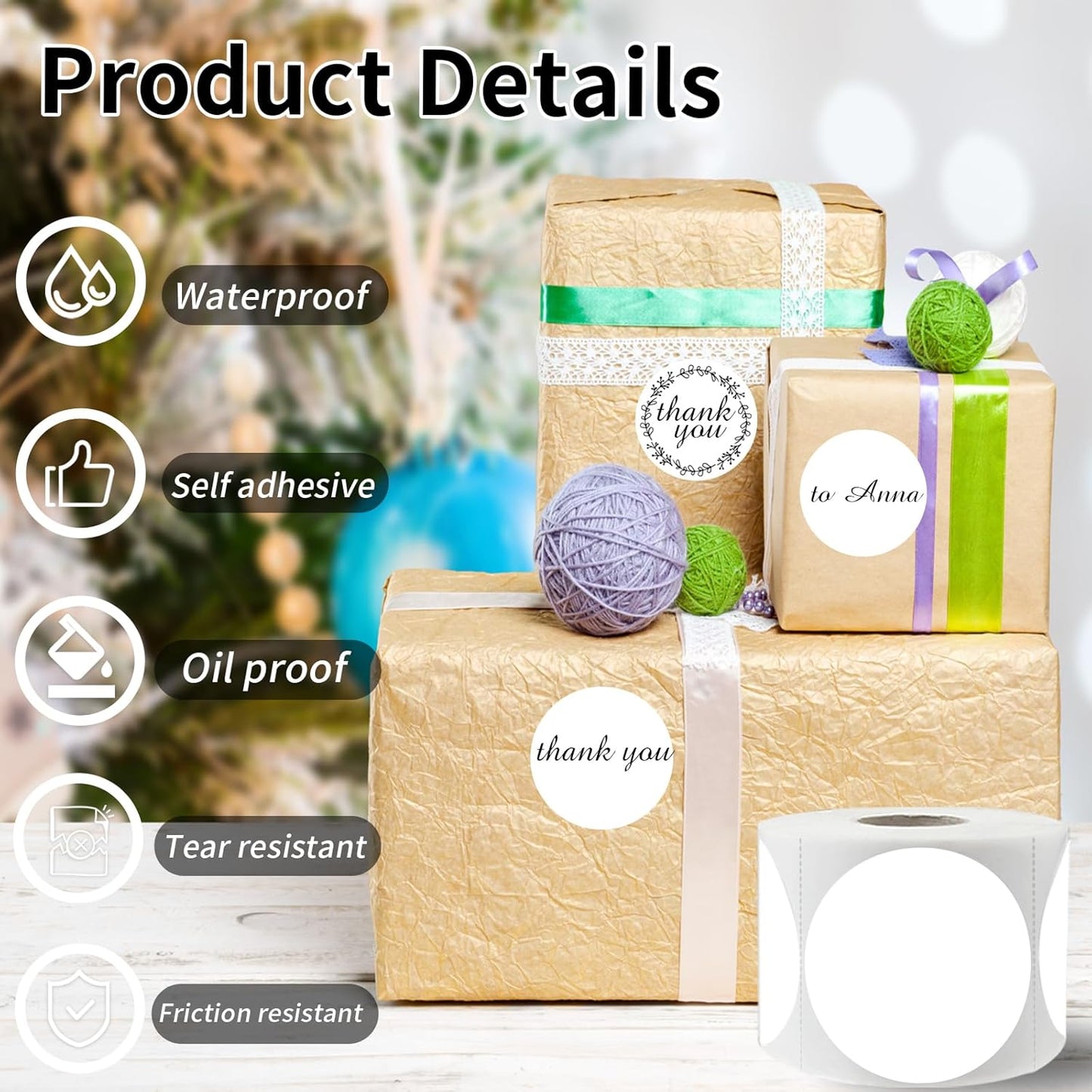 starboling Thermal Labels,2 Inch White Round Thermal Printer Stickers,Self-Adhesive Round Direct Thermal Labels,Thermal Stickers for DIY Logo Design,Name Tag (500/Roll）