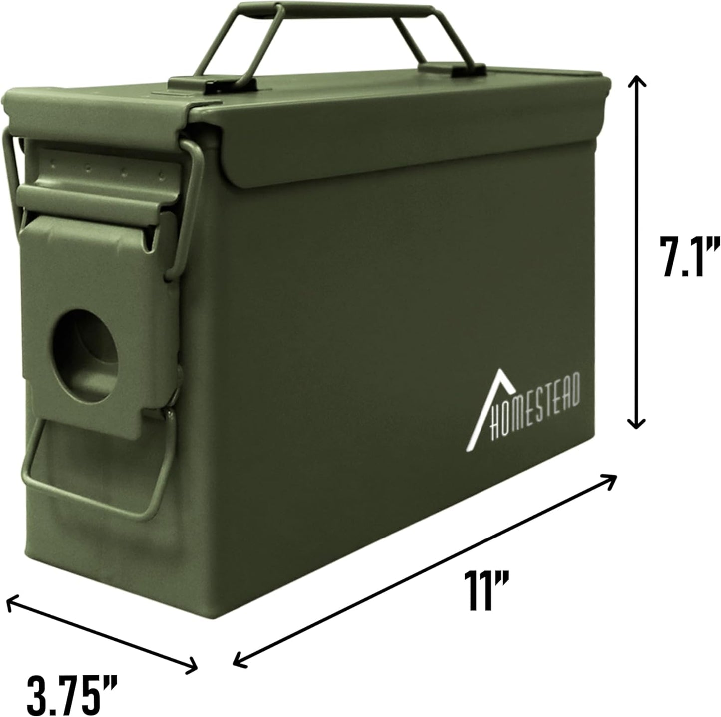 HOMESTEAD 30 Cal Metal Ammo Cans – 4 Pack M19A1 Military Steel Storage Boxes, Airtight & Water-Resistant Containers for Ammunition or Tools, Green Color