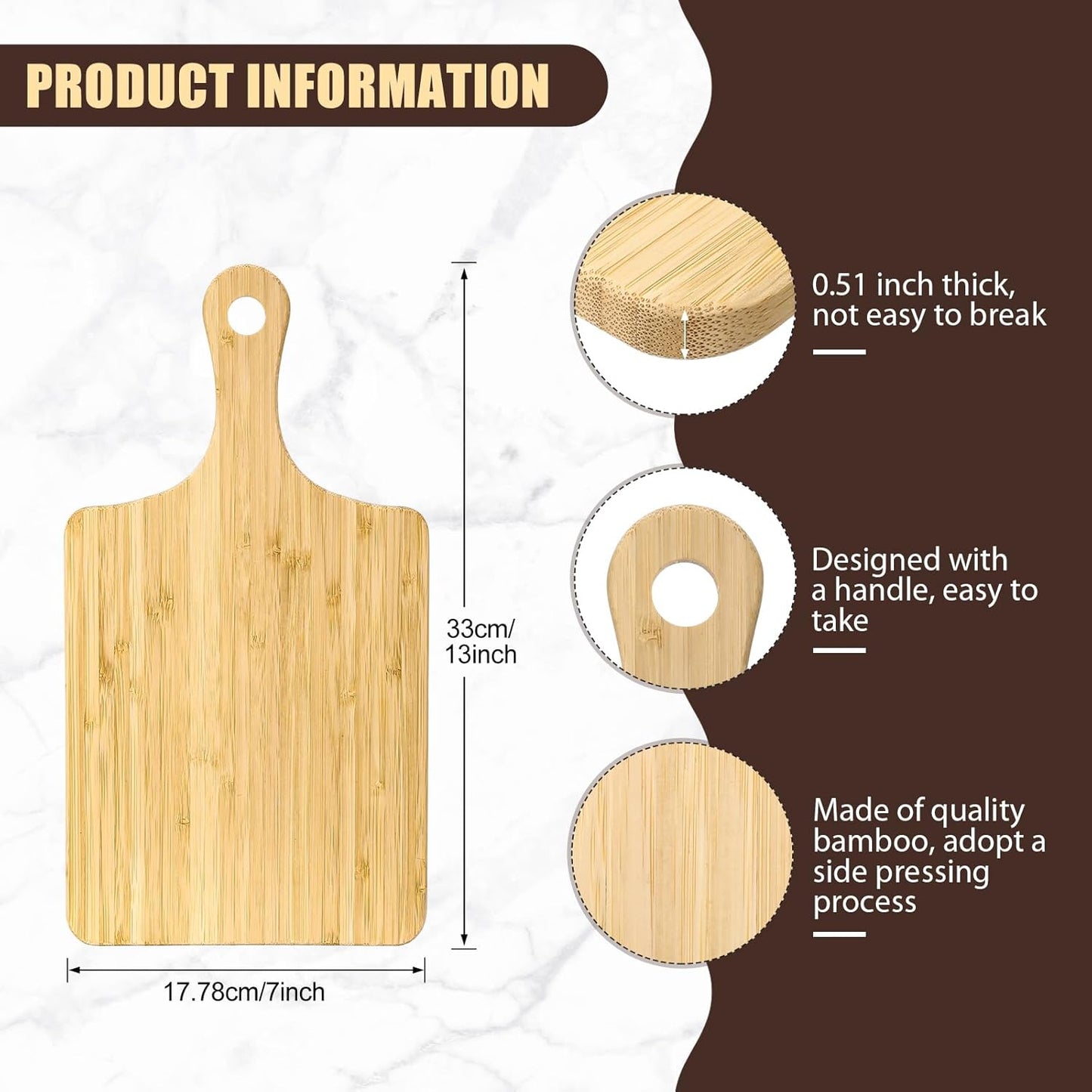 Lounsweer 6 Pcs Thicken Cutting Board Bulk Wood Board for Chopping Serving Charcuterie Material for Laser Engraving Mother' Day Wedding Housewarming Gift
