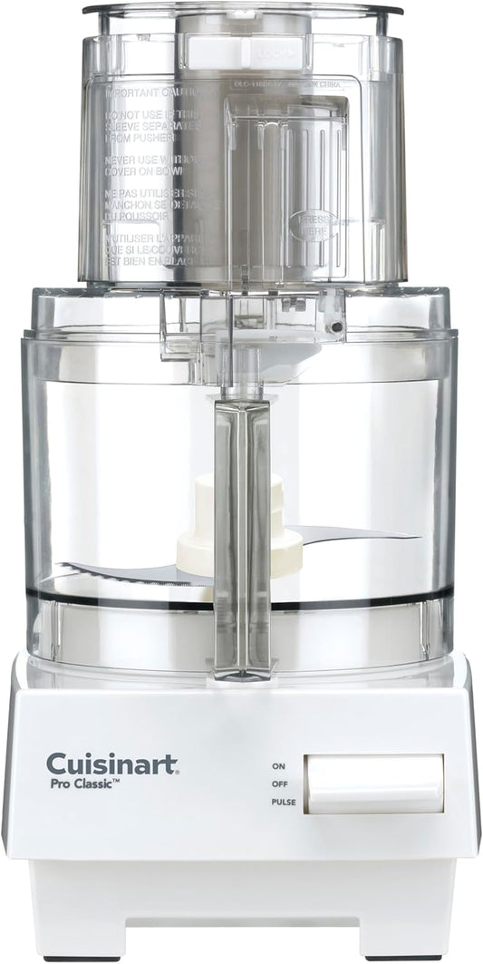 Cuisinart 7-Cup Pro Classic Food Processor, 600-Watt Motor, Vegetable Chopper & Blender for Mincing, Dicing, Shredding, Puree & Kneading Dough, DLC-10SYP1, White