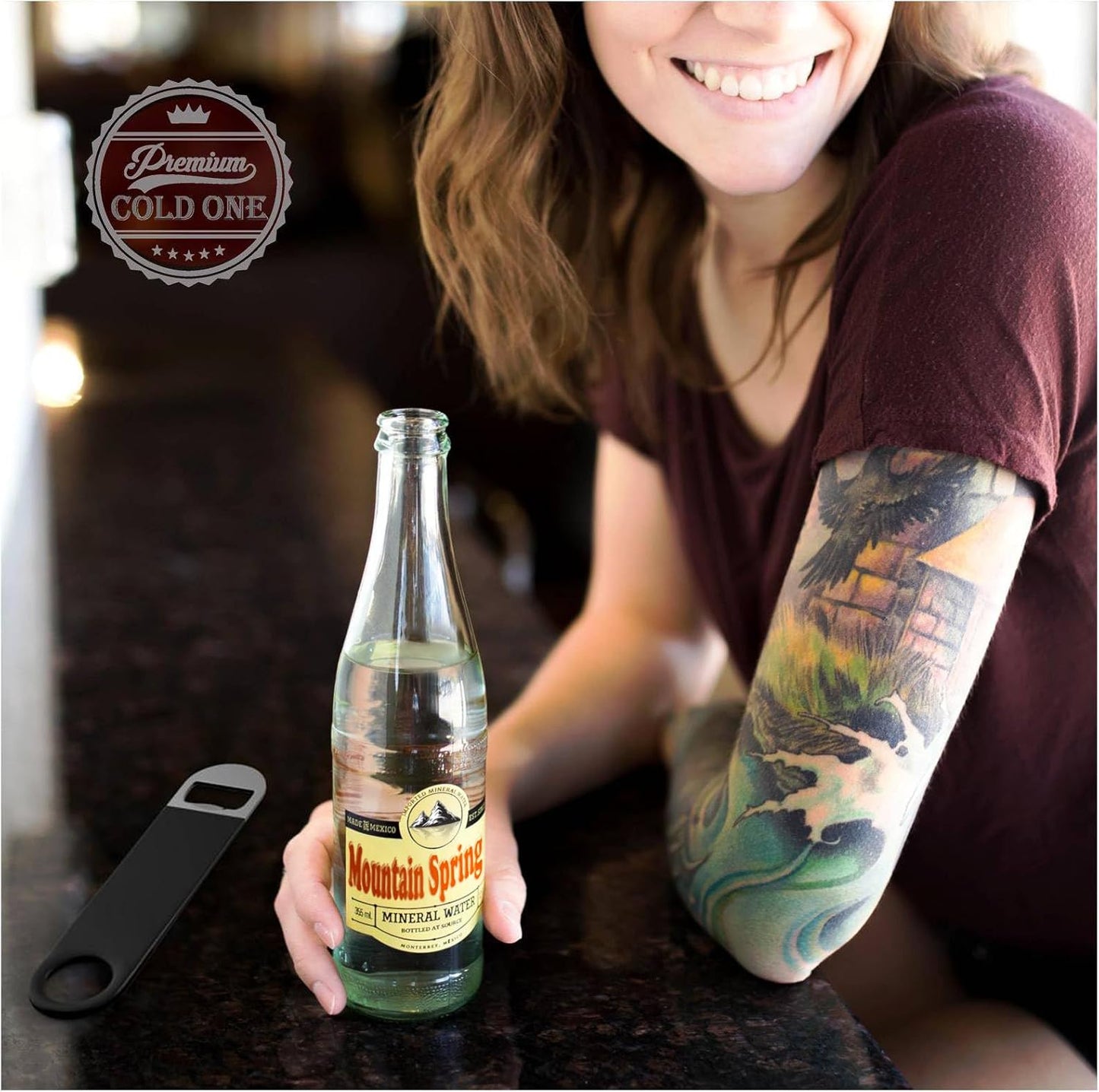 Bartender Bottle Openers, Beer Bottle Openers, Speed Openers 3 Pack by Premium Cold One. Professional Grade: Rubber Coated, Stainless Steel. Large, 7 inch