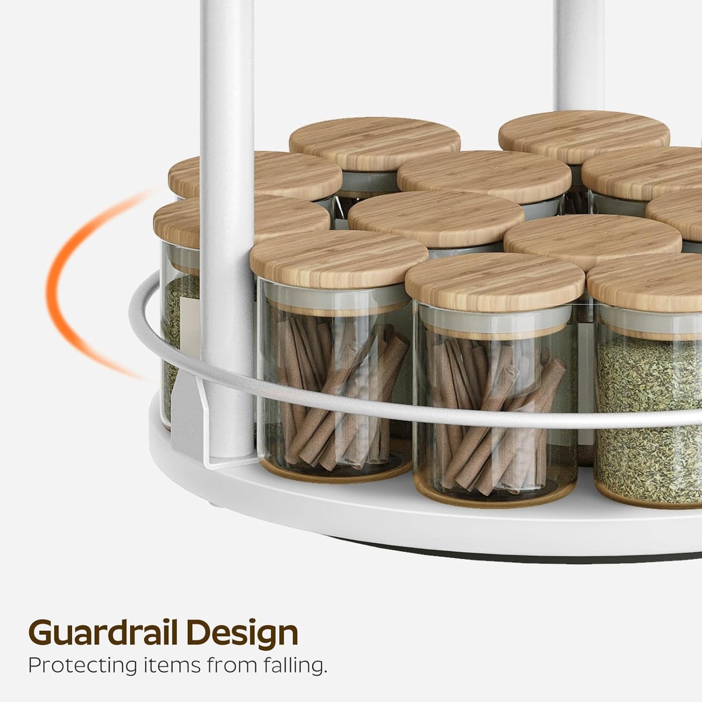 Lazy Susan Organizer, Rotating Spice Rack, 3 Tier Spice Turntable Organizer, Industrial Turntable Spice Holder, for Kitchen Countertop and Cabinet, Compact and Versatile, White SR23WW