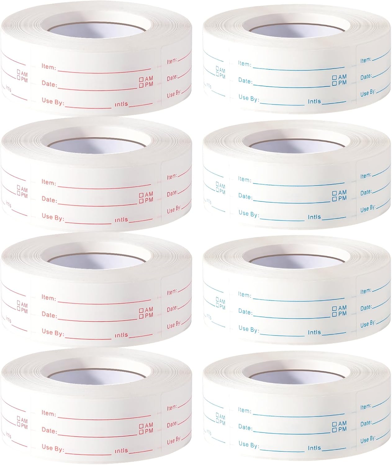 8 Rolls 4000 Pieces Removable Food Labels, 1 x 2 Inch Date Stickers for Freezer, Refrigerator Food Containers - Easy to Write On