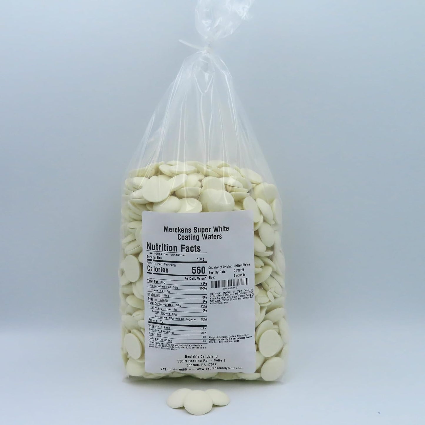 MERCKENS Coating Wafers, Melting Chocolate, Super White, 5 Pound Package