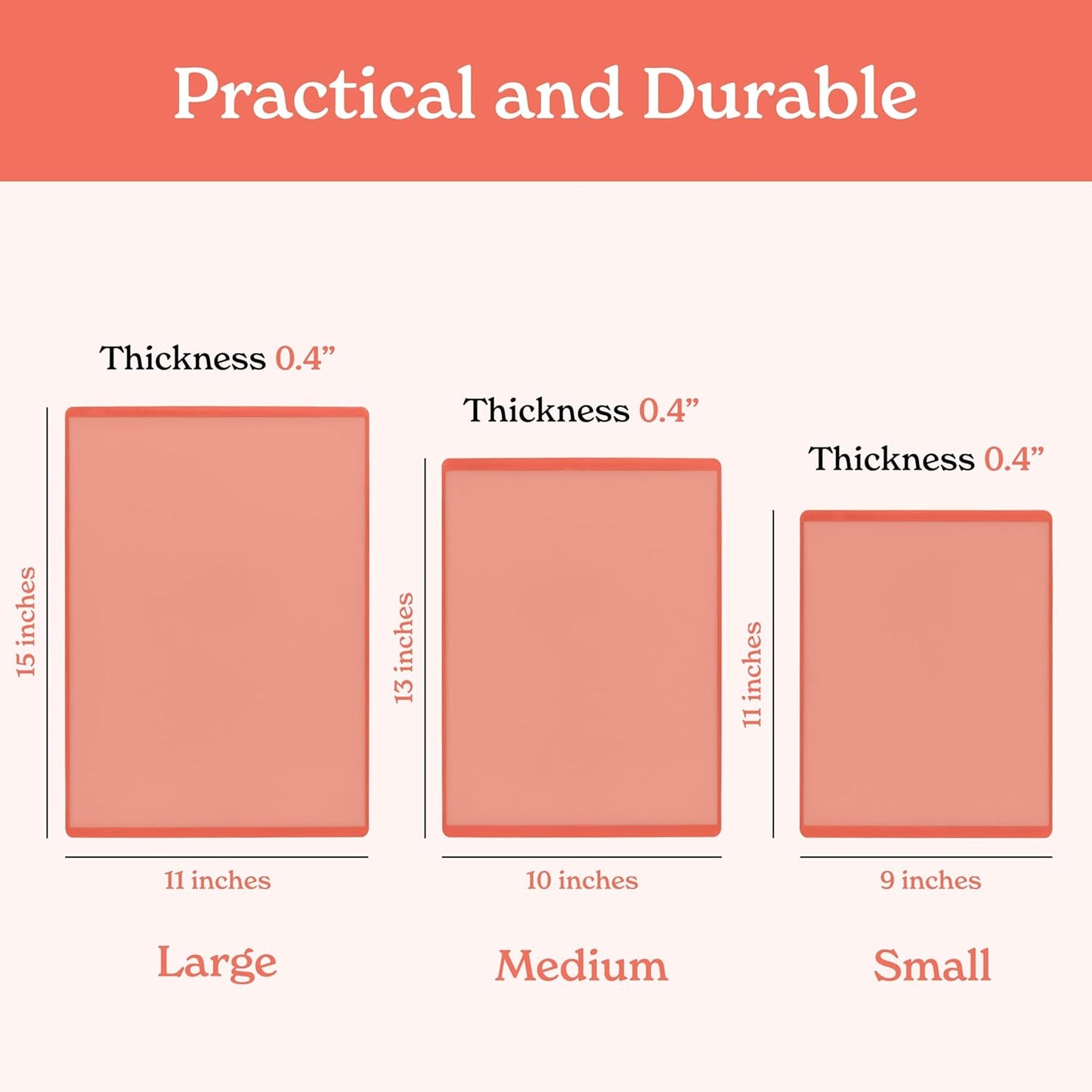 SMIRLY Plastic Cutting Board Set 3 Pieces, Non-Slip Dishwasher Safe Chopping Boards for Kitchen, Pink