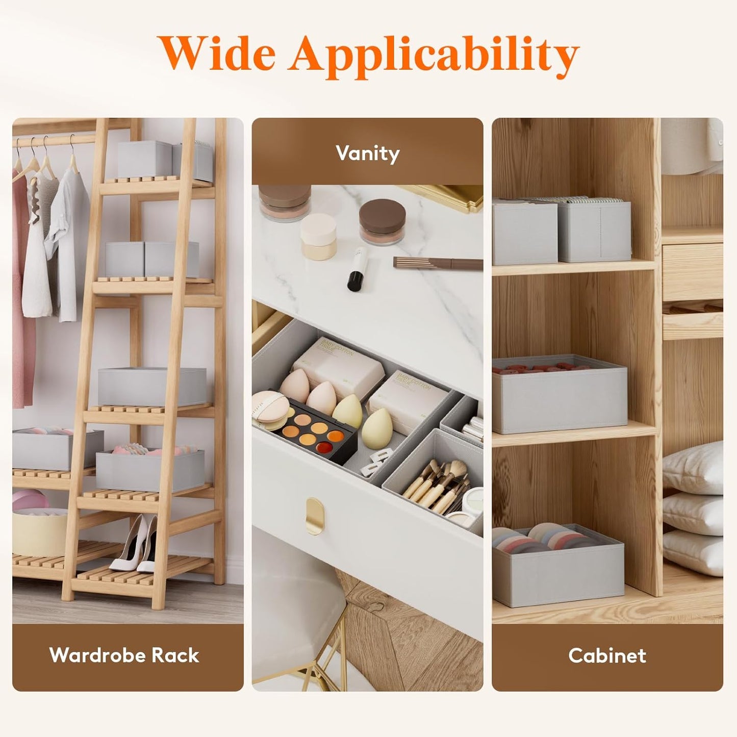 Lifewit Underwear Drawer Organizer for Closet 12 Pack, 3 Sizes Dresser Organizer Dividers, Deep Fabric Foldable Drawer Storage Organizer Bins for Clothes, Sock, Bra, Lingerie, Undies