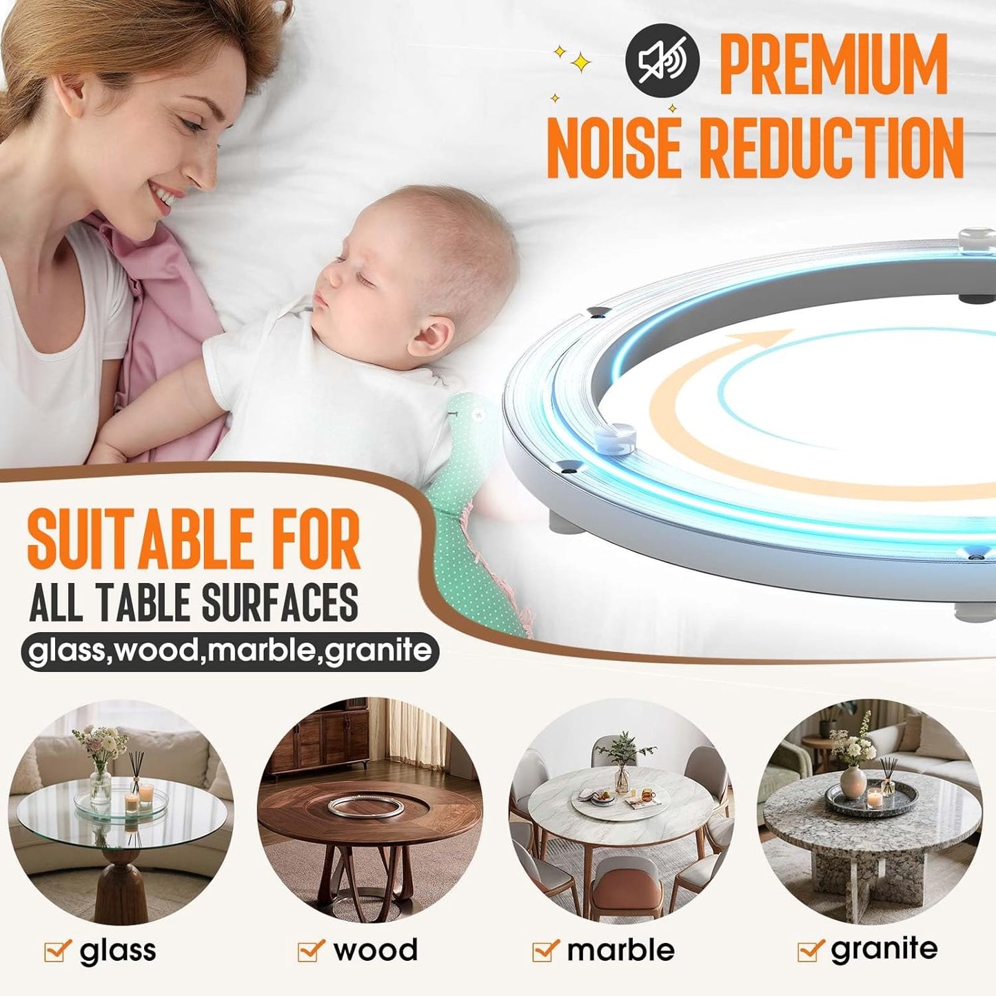 Pisman Aluminium Alloy Turntable Bearing, Heavy Duty Lazy Susan Rotating Bearing Turntable,Smooth Swivel Plate Hardware for Round Dining Table,DIY. Silent Rotating Base Only(10inch)