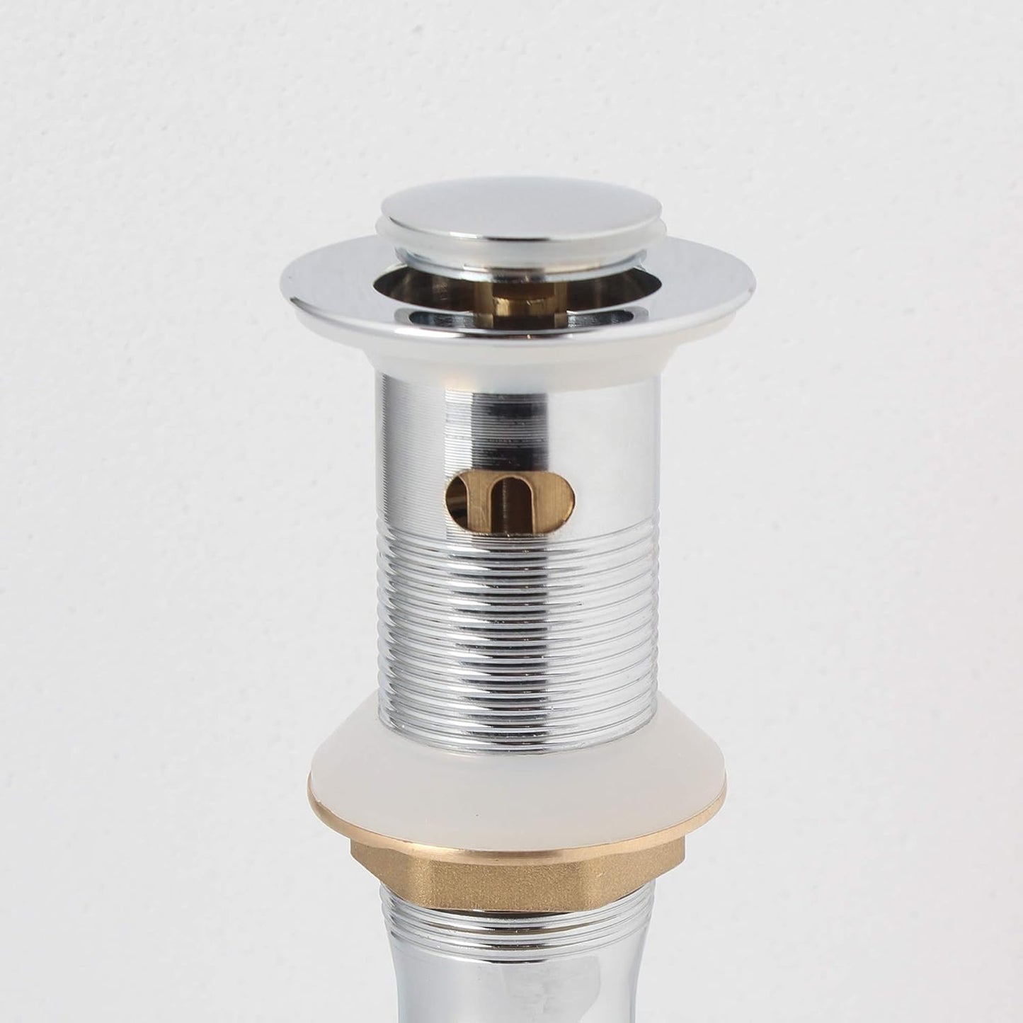 Polished Chrome Pop Up Sink Drain with Overflow, Bathroom Faucet Vessel Vanity Sink Drain with Detachable Basket Stopper