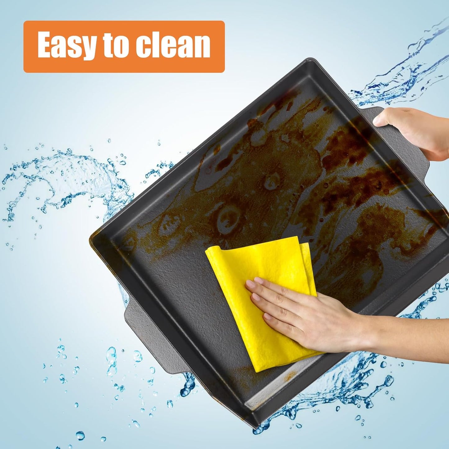 Universal Cast Iron Cooking Griddle Insert,Pre-Seasoned Nonstick Coating Griddle Pan for Gas Grill,BBQ Flat Top Grill Plate with High Sidewalls for All Grills and 4 Burner Range Oven,18.5"x14"