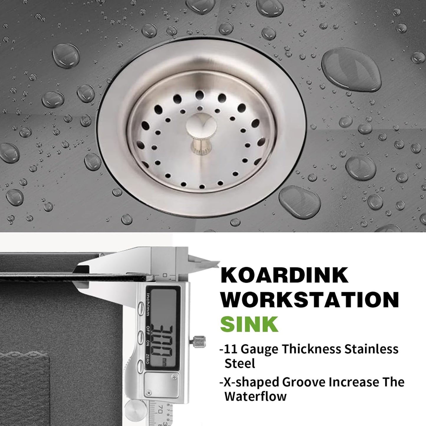 Black 30x22 Inch Stainless Steel Kitchen Sink - Drop In Modern Single Bowl Topmount Kitchen Sink With Silicon Mat,Drain Strainer Set Offering Large Basin Compatibility With Various Kitchen&Bar Style