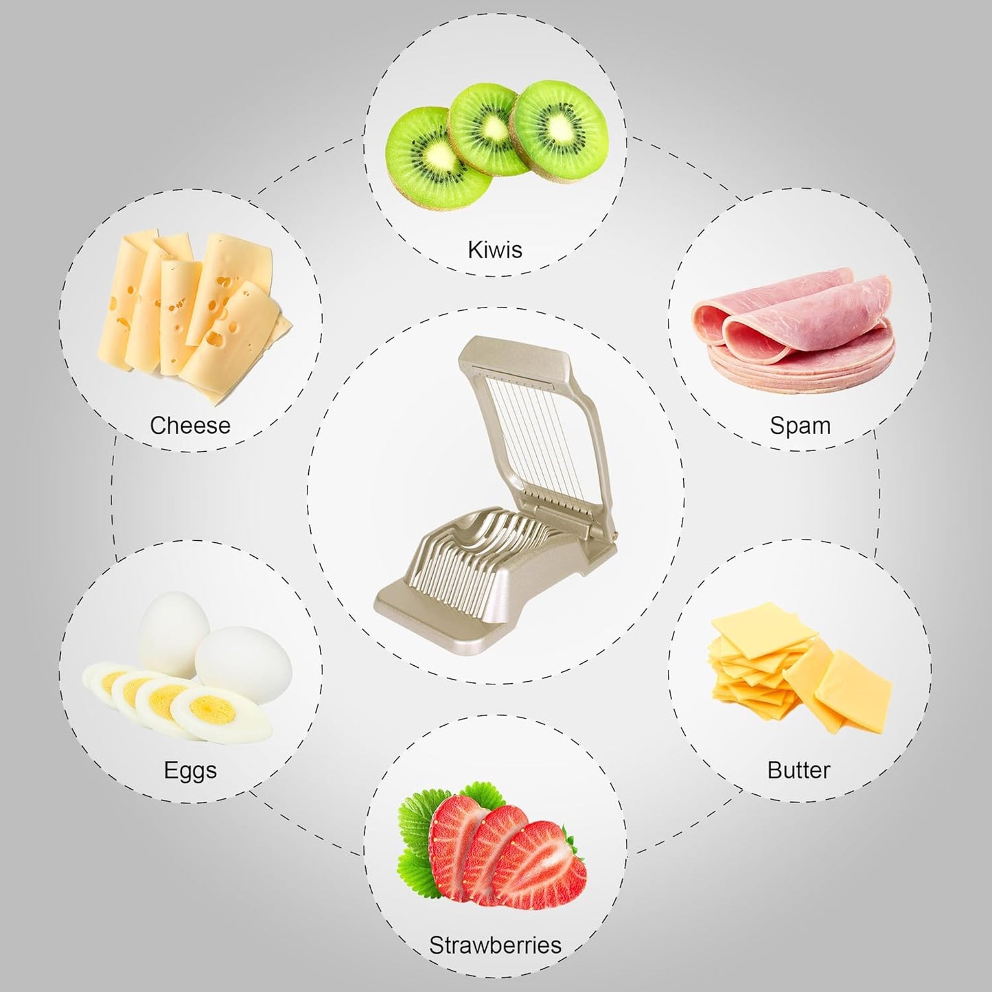 Egg Slicer for Hard Boiled Eggs Egg Cutter Strawberry Slicer (Gold)