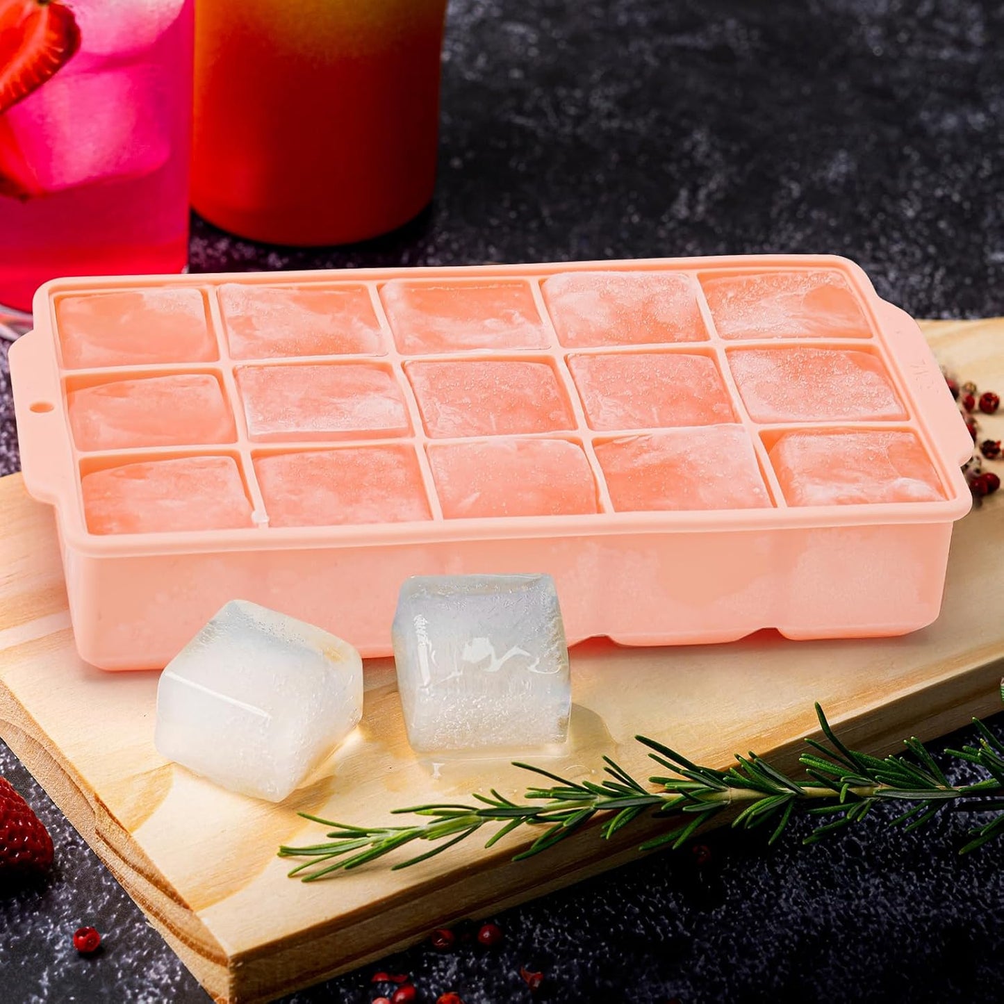 Ice Cube Tray, Ice Tray for Freezer with Lid, 3 Pack Silicone Ice Cube Trays for Freezer with15 Flexible Easy Release Ice Trays