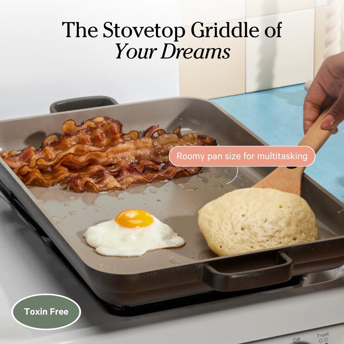 Our Place Griddle Pan - Versatile Nonstick Ceramic Sheet Pan & Stovetop Griddle | Toxin-Free, Dual-Use, with Ergonomic Handles | 5 Qt Capacity, Oven Safe up to 450°F | Steam