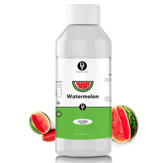 Dolce Flav Watermelon Extract 8 oz – Kosher, Sugar-Free, Concentrated Juicy Watermelon Flavoring for Baking, Chocolates & Desserts, Includes Measured Dropper