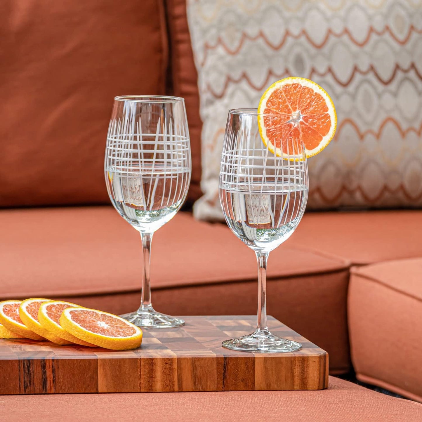 Rolf Glass - Matchstick All Purpose Wine Glass 18 Ounce - Set of 2 - Lead-Free Glass - Engraved Large Wine Glasses - Made in the US