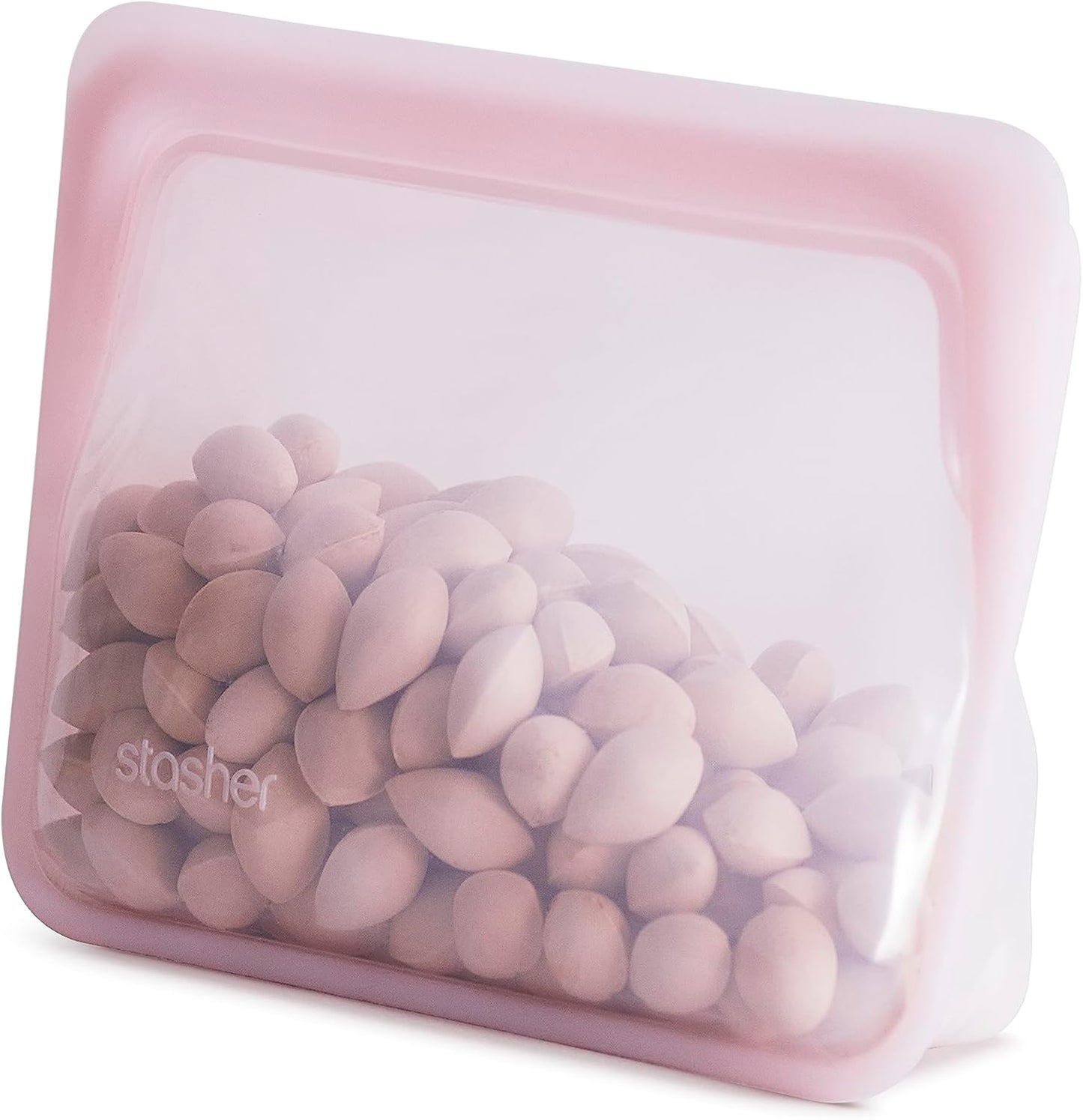 Stasher Premium Silicone Reusable Food Storage Stand-Up Mini Bag, Pink, Microwave, Sous Vide, Dishwasher, Oven and Freezer Safe, BPA Free, Leak-free, Eco-friendly, 28 Oz