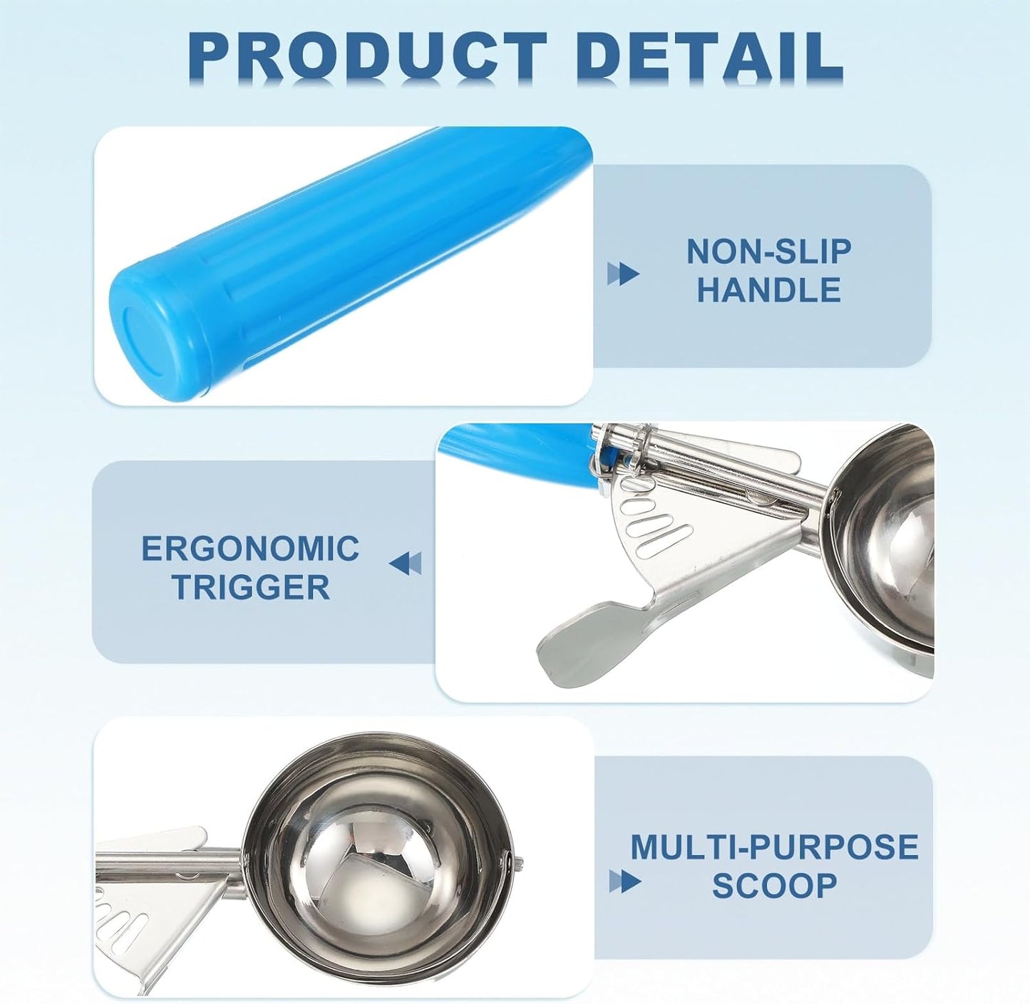 uxcell 2 Pcs Cookie Scoops, Ice Cream Scoop with Trigger for Baking Cookie Dough Rice Pudding Kitchen Gadget, Blue