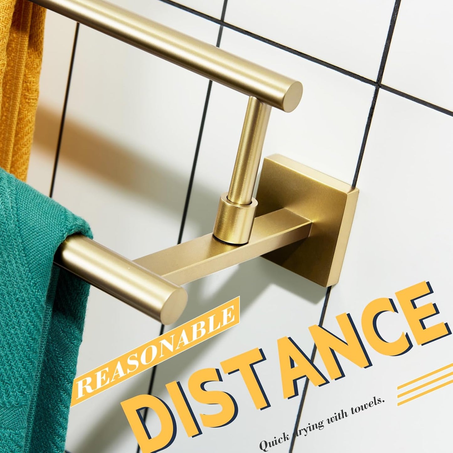 KOKOSIRI 24-Inch Towel Bars Double Bath Towel Rails Bathroom Holder Racks for Cabinet Kitchen Brushed Gold Stainless Steel B5009BG-L24