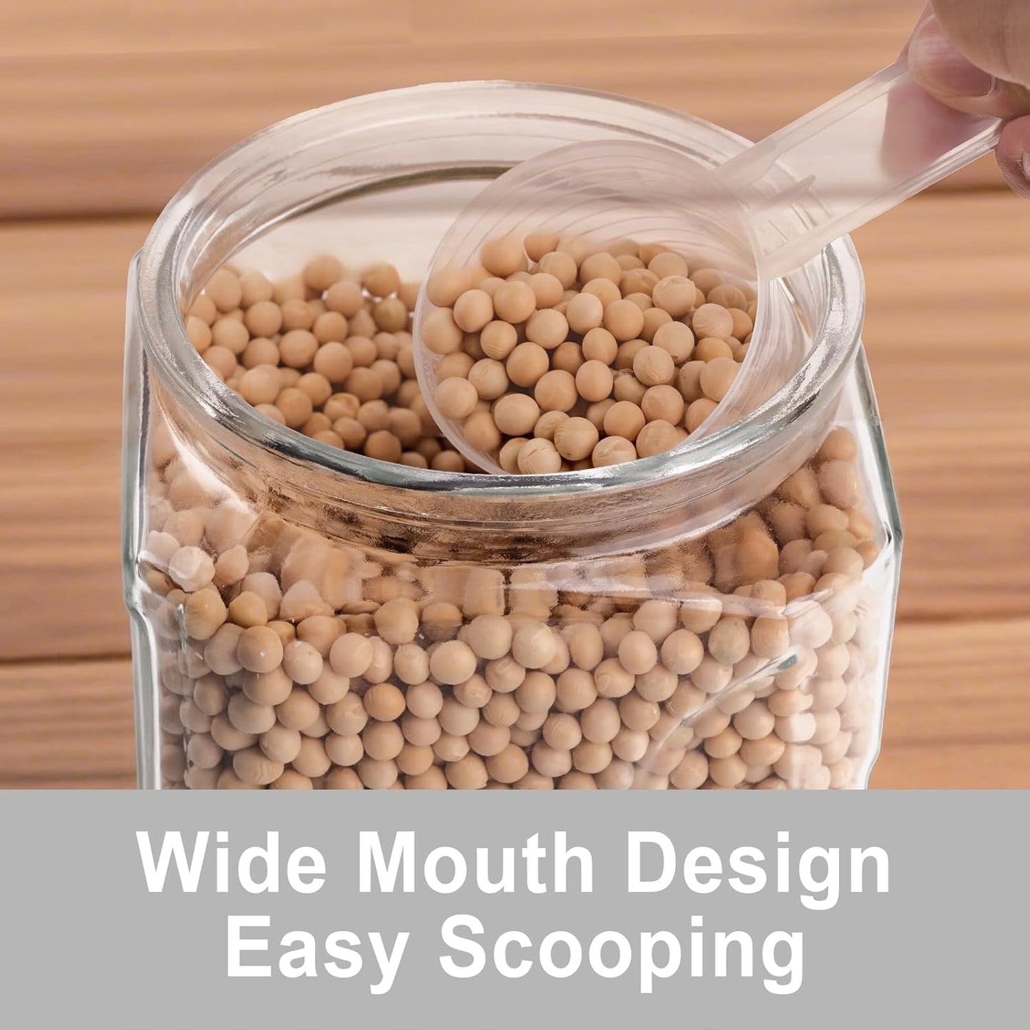 Glass Jars with Lids 64 oz, Airtight Silicone Seal & Non-Slip Design, Large Glass Storage Containers with Lids, Wide-Mouth Storage Containers for Kitchen, Laundry, Pantry & Office