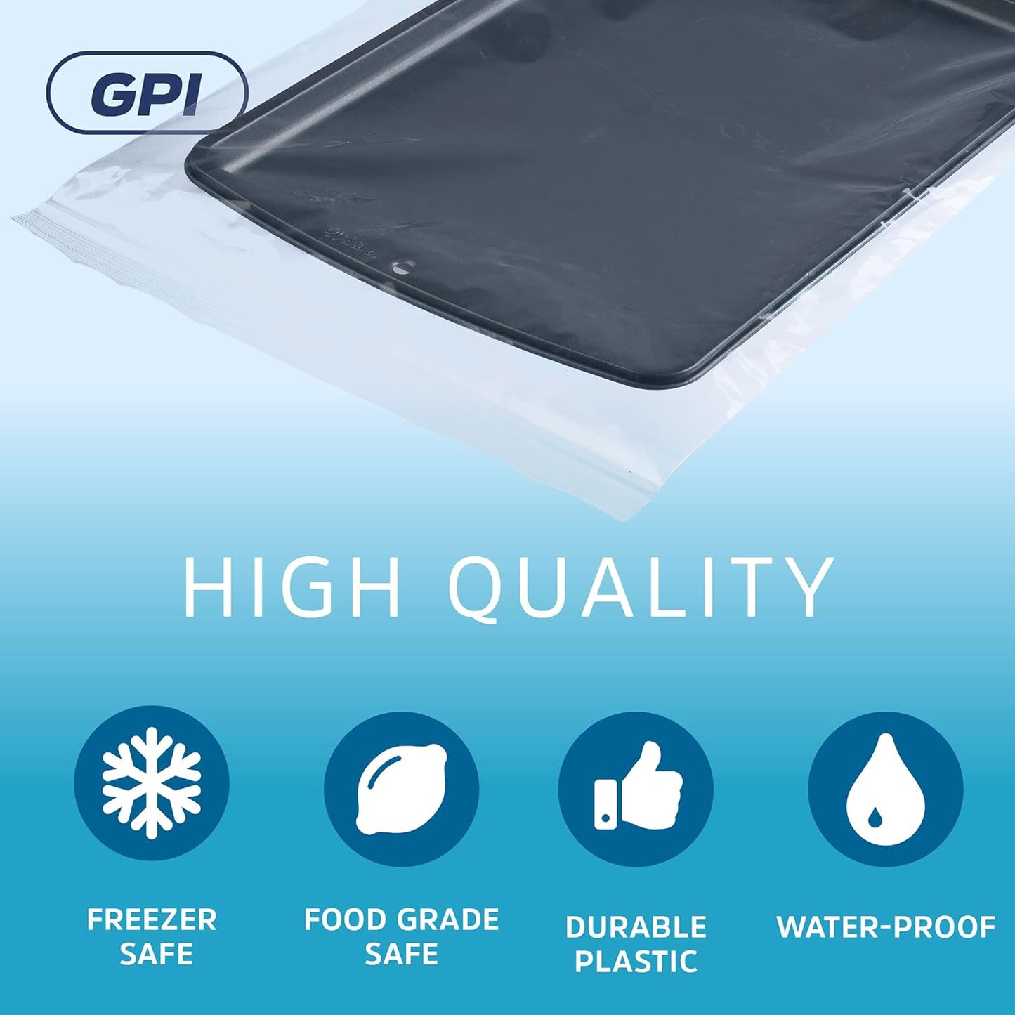 GPI Pack of 100, 12" X 18" Clear Plastic Reclosable Zip Bags - Bulk 2 Mil Thick Strong & Durable Poly Baggies with Resealable Zip Top Lock for Travel, Storage, Packaging & Shipping
