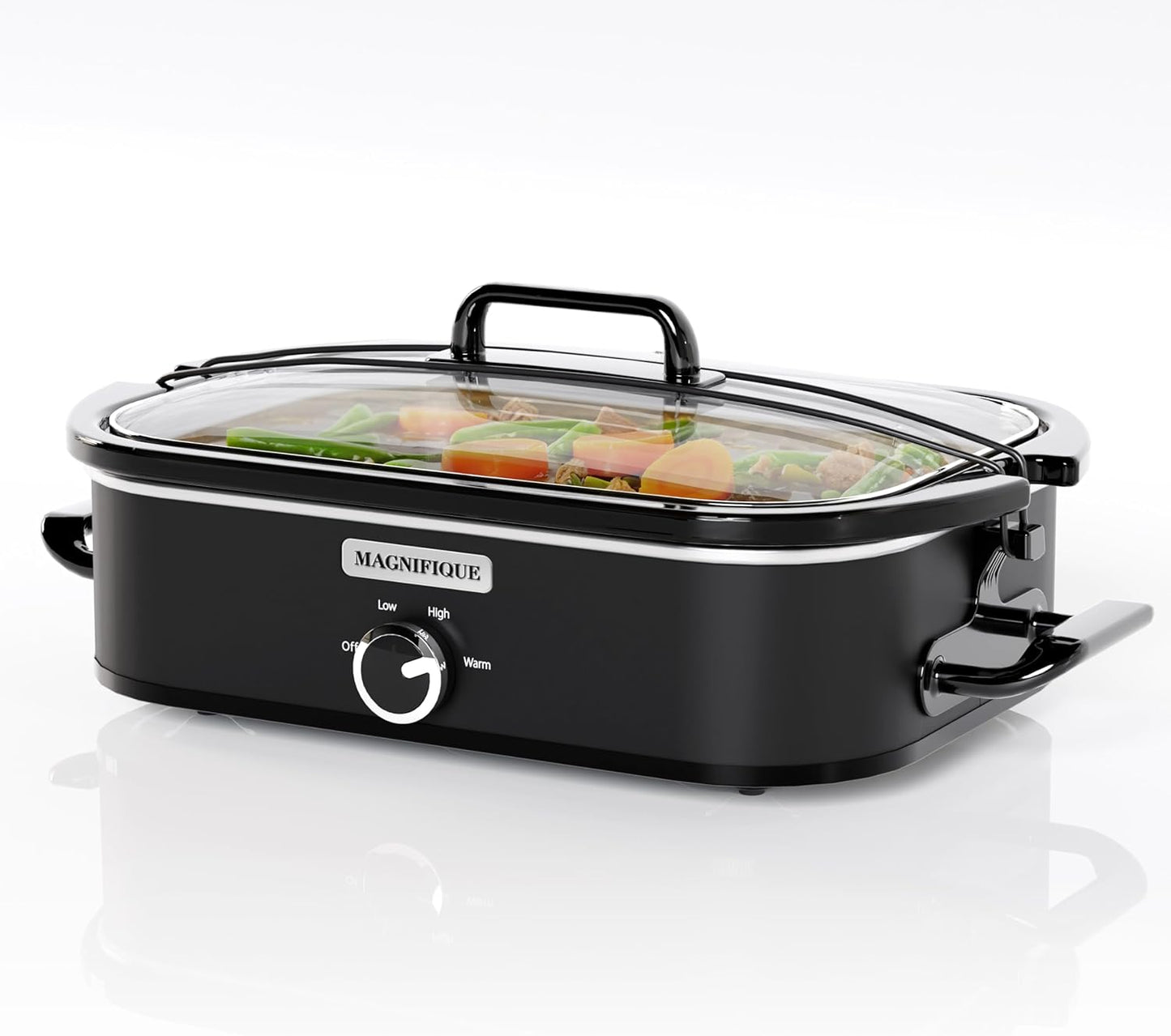 [NEW] MAGNIFIQUE 4-Quart Slow Cooker with Casserole Manual Warm Setting - Perfect Kitchen Small Appliance for Family Dinners, Dishwasher Safe Crock, Black