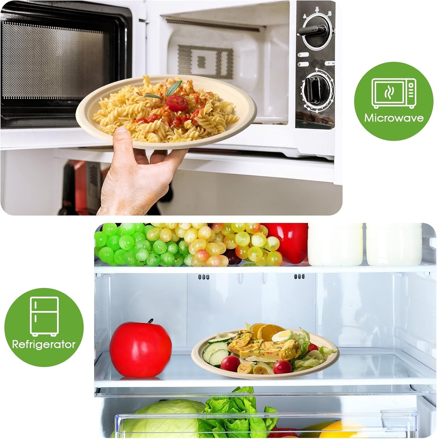 ECOLipak Paper Plates 10 Inch, 150 Pack Compostable Heavy Duty Disposable Biodegradable Sugarcane Bagasse Eco Friendly Paper Plates for Party Dinner