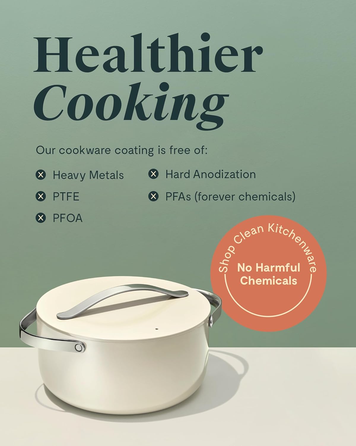 Caraway Nonstick Ceramic Dutch Oven Pot with Lid (6.5 qt, 10.5") - Non Toxic, PTFE & PFOA Free - Oven Safe & Compatible with All Stovetops (Gas, Electric & Induction) - Perracotta