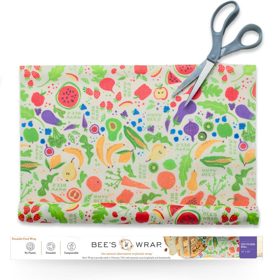 Bee's Wrap Beeswax Wraps for Food - Garden Party Cut to Size 14x52" Wax Paper Roll - Made in USA Reusable Waxed Paper & Bowl Covers - Organic & Eco-Friendly Alternative to Aluminum Foil & Plastic Wrap