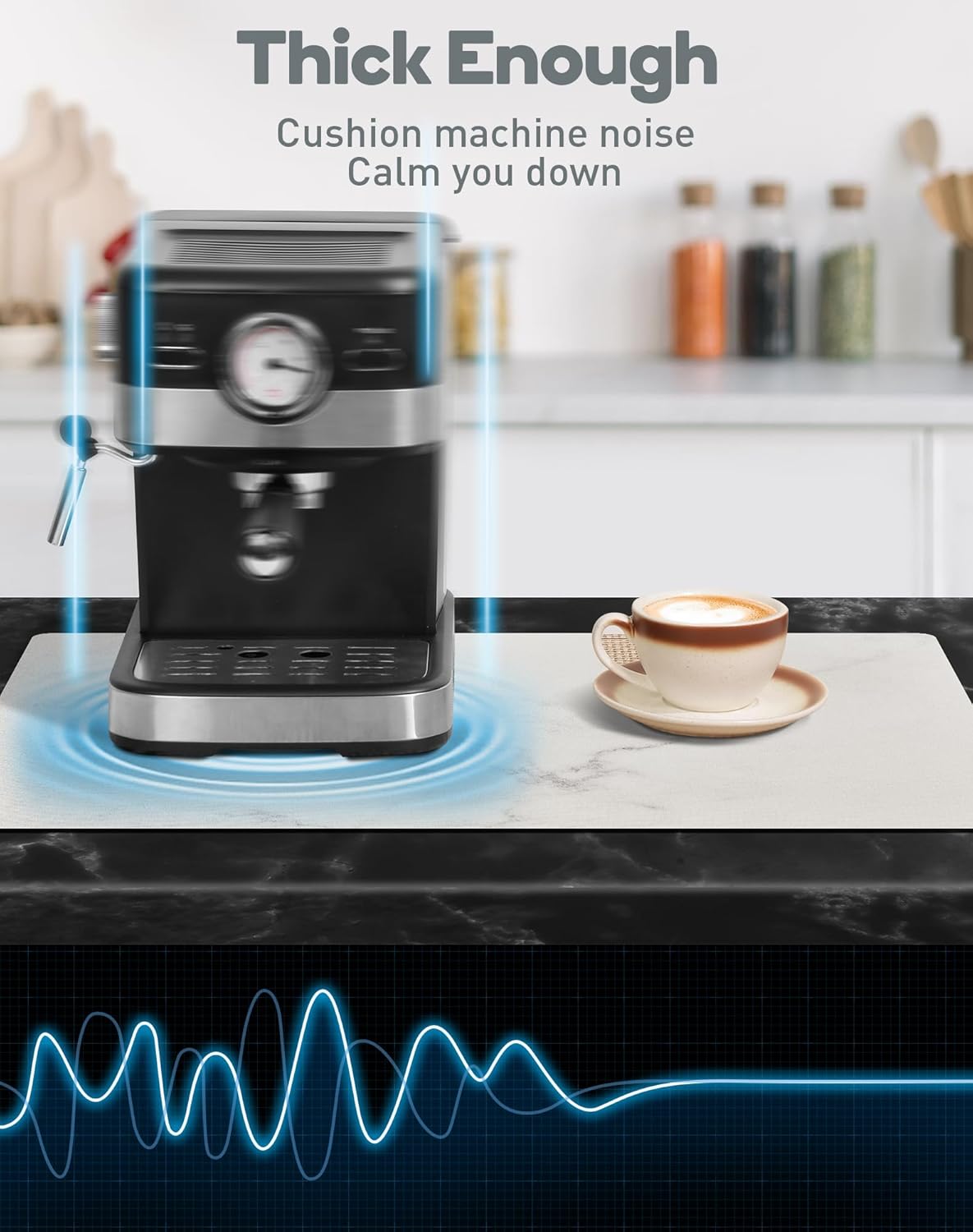 SUEH DESIGN Coffee Mat, Absorbent Dish Drying Mat 23.6 x 15.7 in Quick Dry Coffee Mat Large Drying Mats for Kitchen Counter Coffee Bar, Marble White