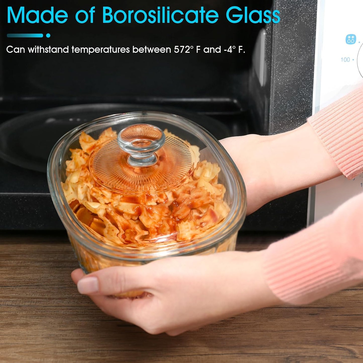 NUTRIUPS 1.9QT Oval Glass Casserole Dish with Glass Lid, Borosilicate Glass,Oval Casserole Dish for Oven, Baking Dish with Lid