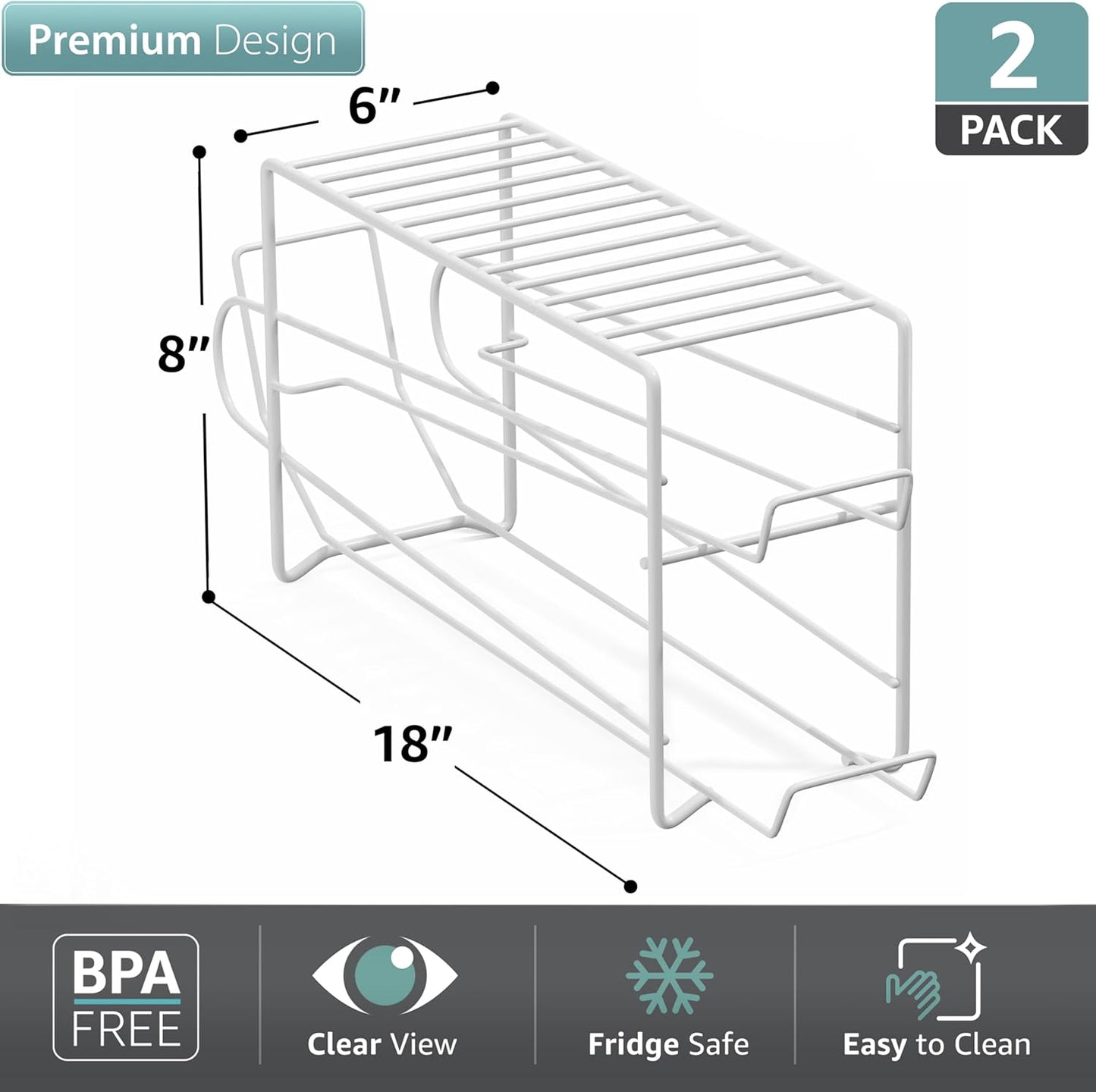 Sorbus Soda Can Rack Beverage Dispenser – Soda Can Organizer Dispenses 12 Standard Size 12oz Soda Cans - Can Organizer for Refrigerator Soda Can Dispenser Rack Organizer (2 Pack, White)