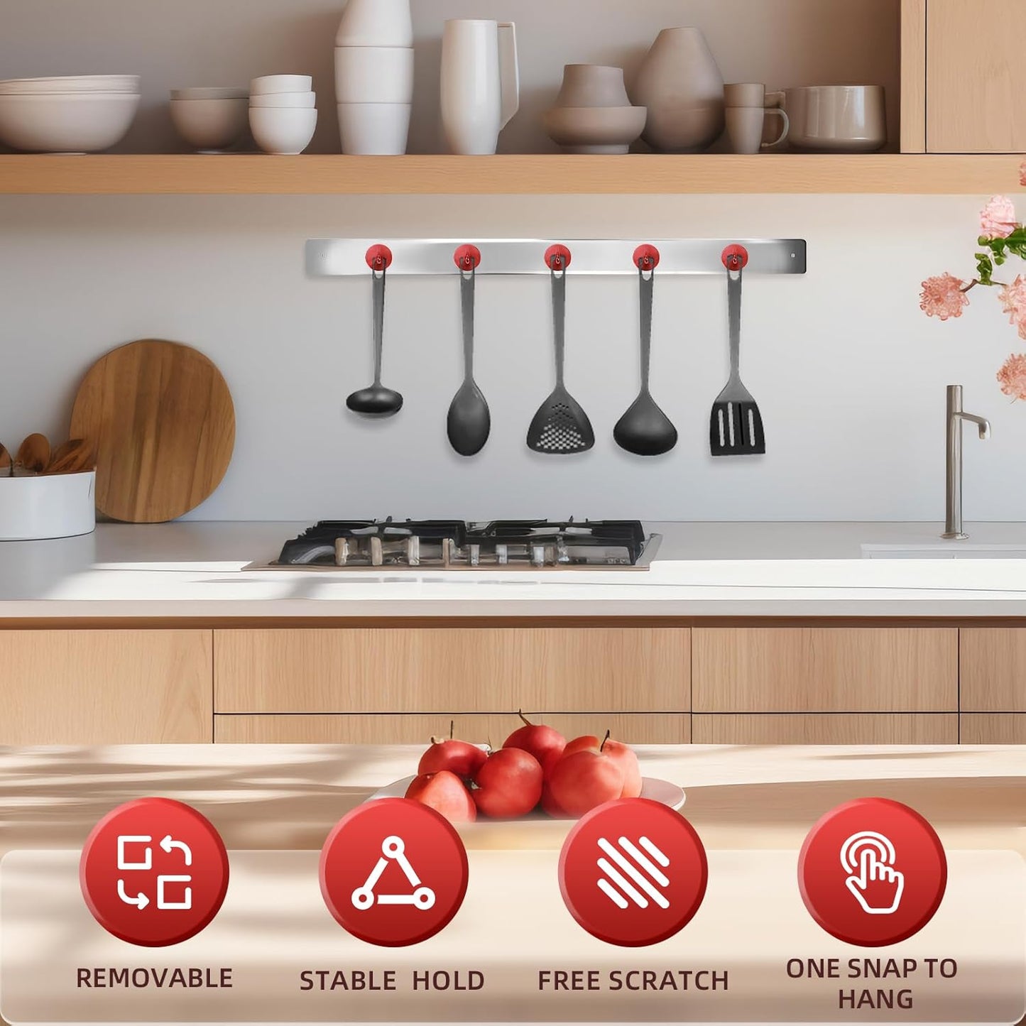 Neosmuk Magnetic Hooks, Cruise Ship Essentials, 100lb+ Heavy Duty Magnetic Hooks for Cruise Cabins, Refrigerator, Grill, Hanging, and Travel | Extra Strong Must-Haves Magnet Hook,Red