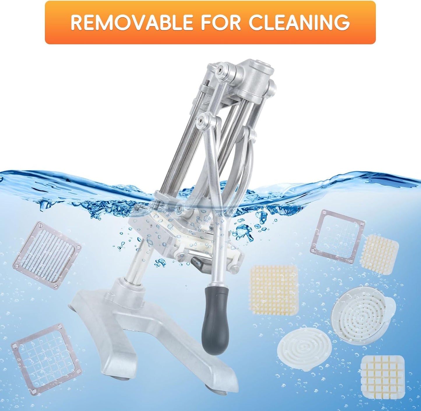 Commercial Vegetable Fruit Chopper, Hand Press Juicer, Professional Citrus Juicer for Lime Lemon, Stainless Steel Food Dicer French Fry Cutter Slicer 1/4″ & 3/8″ & 1/2" Blade