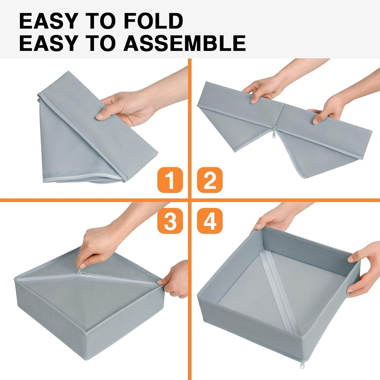 DIMJ Drawer Organizer Clothes 18 Pack - Foldable Baby Organizers and Storage & Dresser Organizer for Bedroom, Closet - Nursery Organization Dresser Dividers for underwear, Sock,Bra, Belt, Tie, Gray