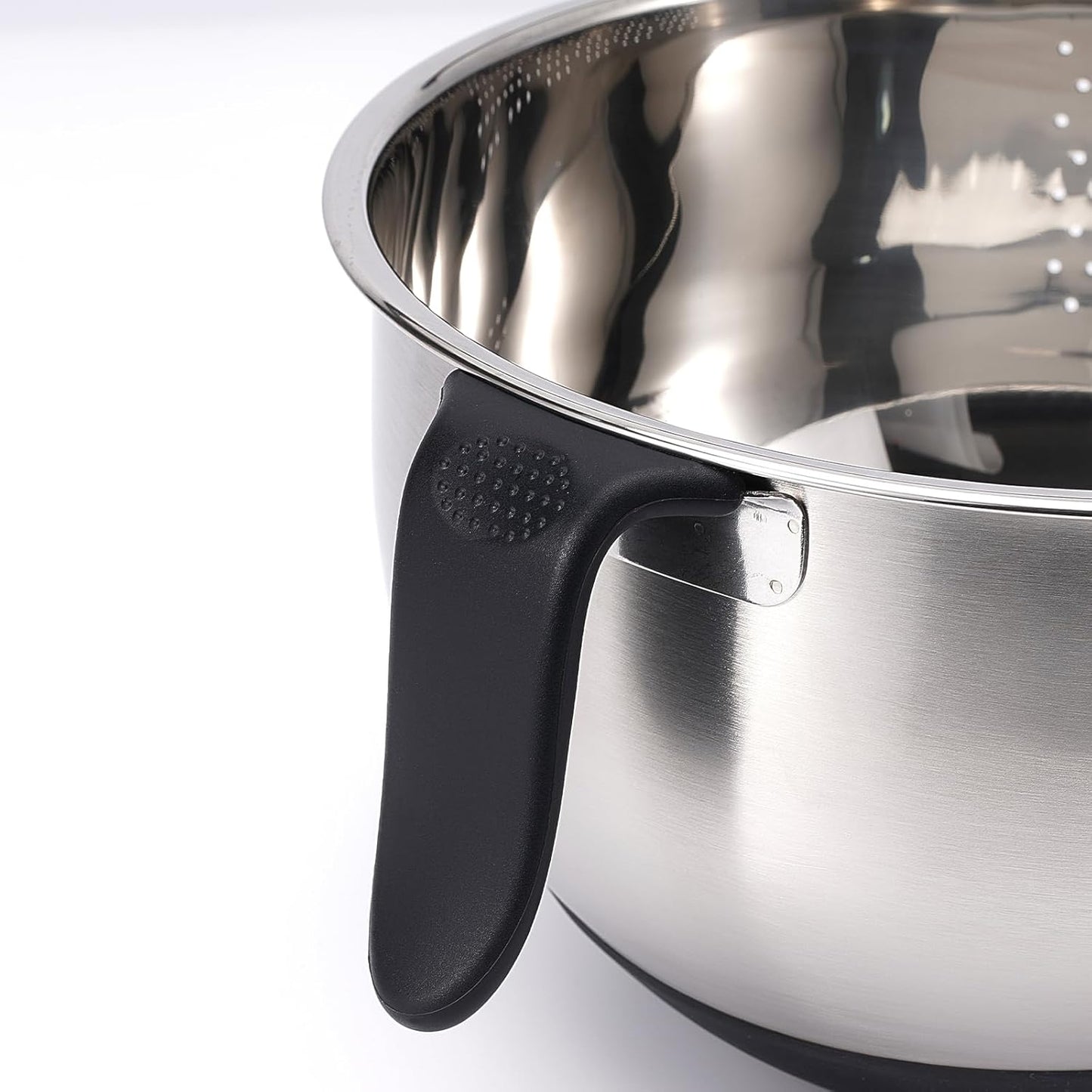 Kitchen Strainers and Colanders with Handle, Stainless Steel Grater with Container, Vegetable Shredder with 3 Blades, Versatile Side Drainer Bowl for Washing Rice, Beans and Fruits