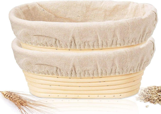 Banneton Bread Proofing Basket, 2 Pack 10 Inch Oval Sourdough Proofing Basket, Sourdough Bread Baking Supplies for Making Baking Fermentation Food Storage Tools