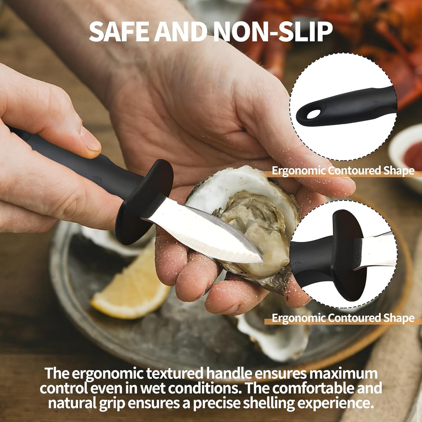 Oyster Knife Shucker Oyster Shucking Tool Perfect for Opening Clams, Mussels, Scallops, Shellfish Ideal for Home Kitchens, Raw Bars & Chefs（1 Pack）
