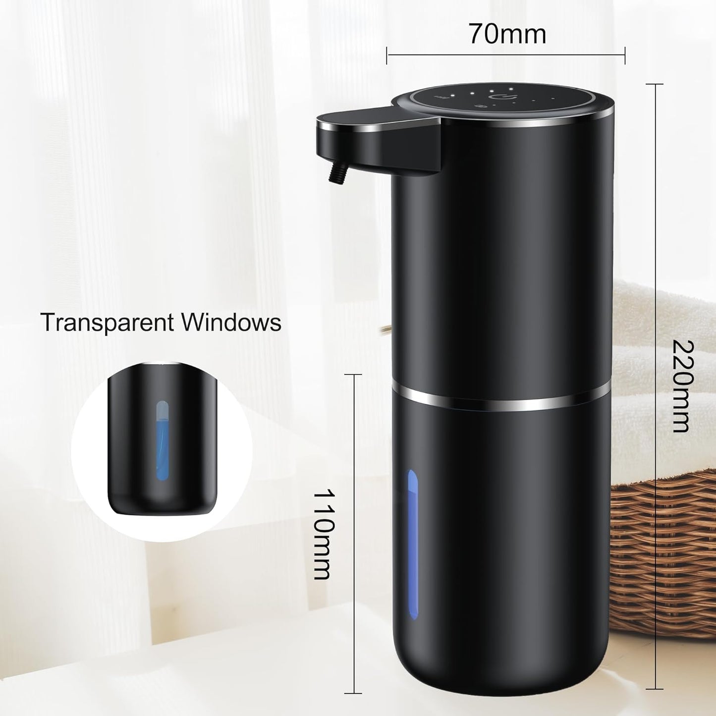 Automatic Foaming Soap Dispenser Foaming Hand Sanitizer Touchless 1200mAh Soap Dispenser Rechargeable with Sensor for Bathroom Kitchen