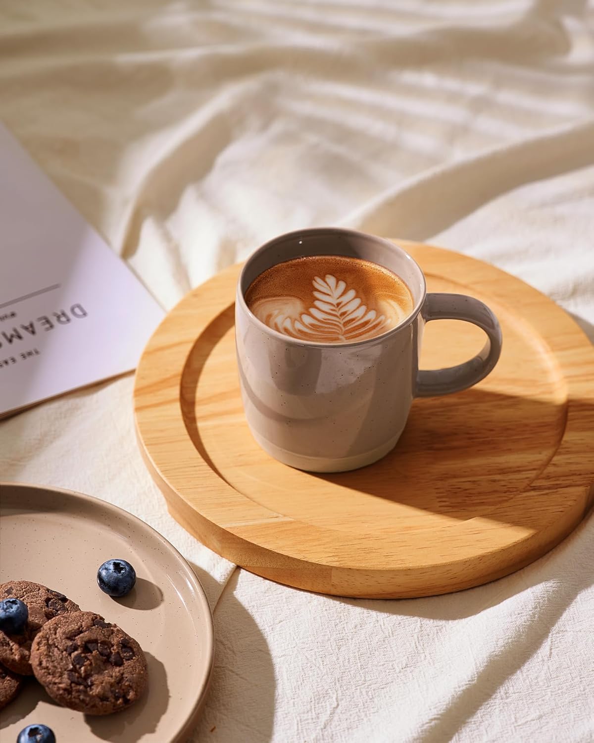 famiware Coffee Mugs for 4, 12 oz Mug Set, Dringking Cup with Handle for Coffee, Tea, Cocoa, Milk, Milkyway series, Cinnamon Brown