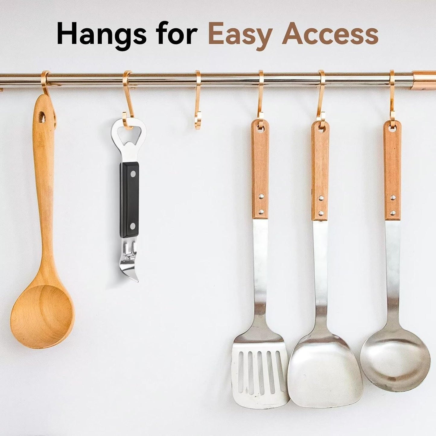 2-Pack Can Punch Opener with Non-Slip Handle, Dual Stainless Steel Beer Bottle and Can Openers, Rust-Resistant and Compact, for Kitchen, Bar, Camping