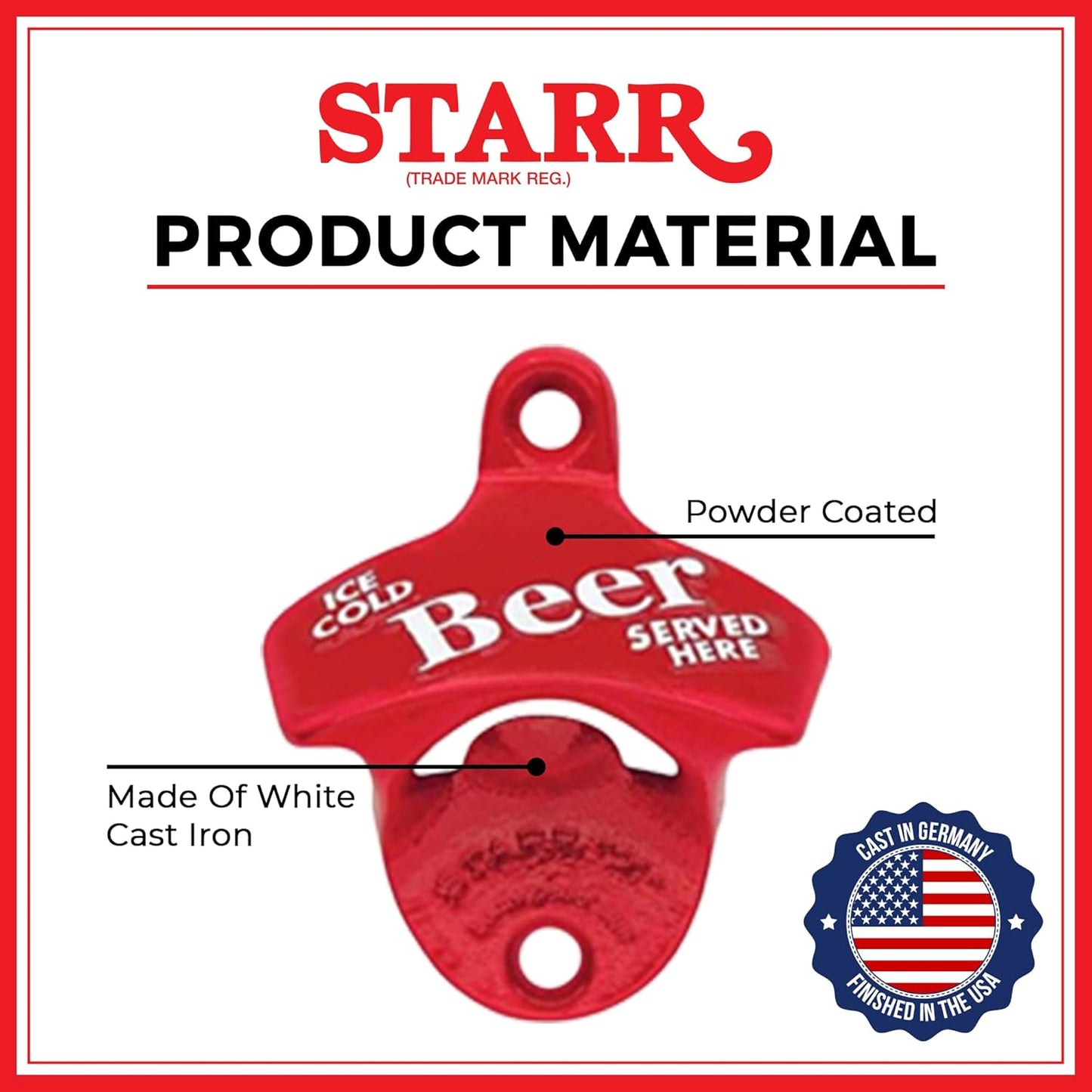 STARR "X" Wall Mounted Bottle Opener – Black Powder Coated Cast Iron