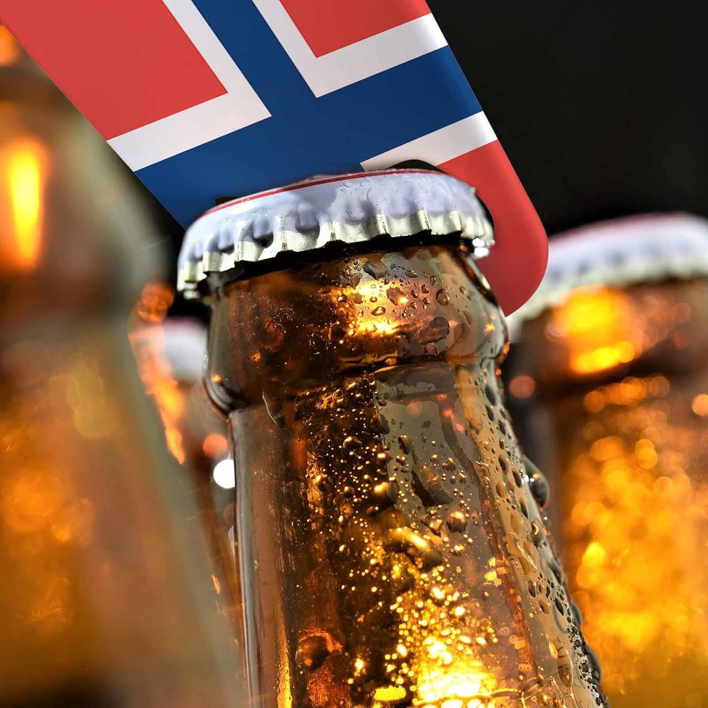 Norway Flag Stainless Steel Bottle Opener Europe Nation Symbol White Blue Red Flag Flat Beer Bottle Opener Keychain for Home Kitchen Bar Restaurant Party Birthday Gift