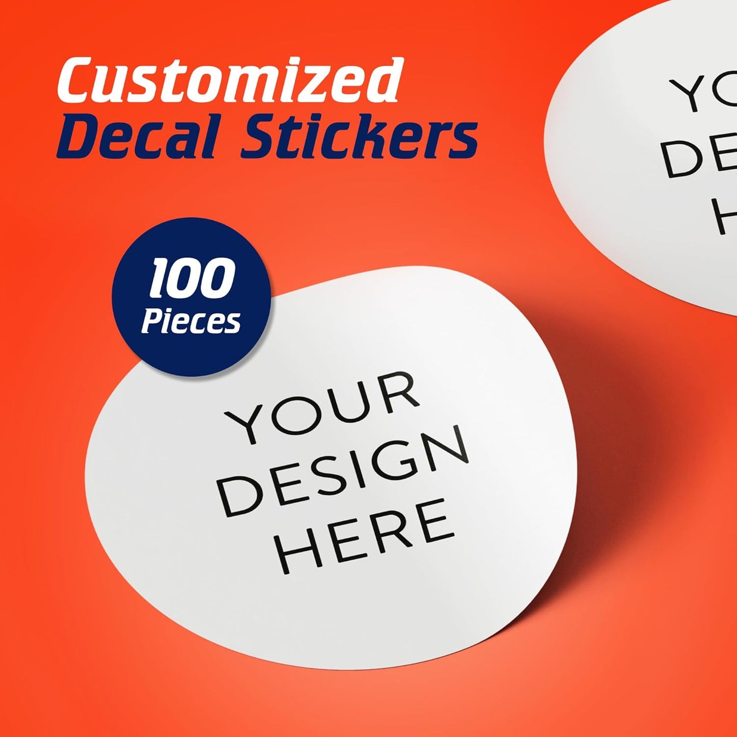 100 Custom Vinyl Stickers - Upload Your own Image, Text, Design, Logo - Personalized Logo Labels for Handmade, Packaging, Bottle, Jars, Candle, Brand Stickers (White, 5x5)