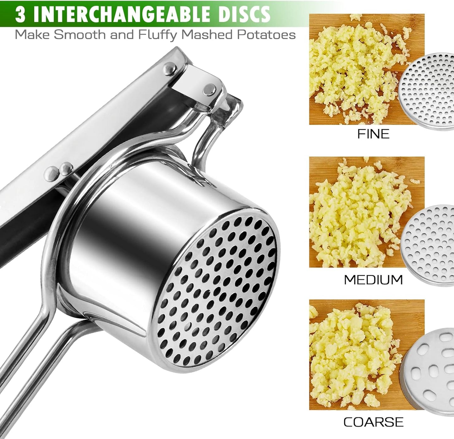 Heavy Duty Stainless Steel Potato Ricer, Large Masher & Squeezer, Grade Hand Vegetable Ricer, Kitchen Tool, Food Presser & Food Mill