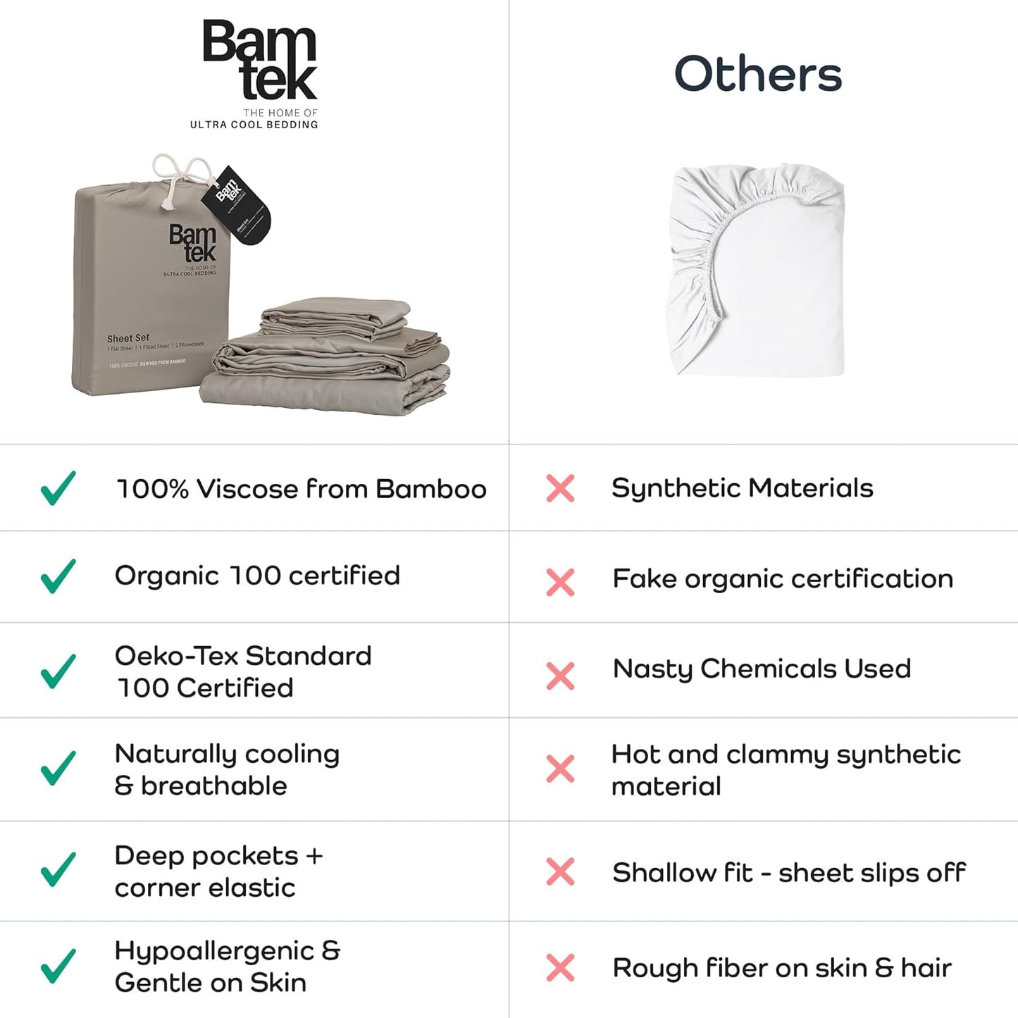 100% Viscose from Bamboo Sheets California King Size, Super Soft Bedding Set, 4PC Cooling Sheets for Hot Sleepers, Vegan Silk Moisture Wicking, Organically Grown Bedsheet, Sand - 72" x 84"