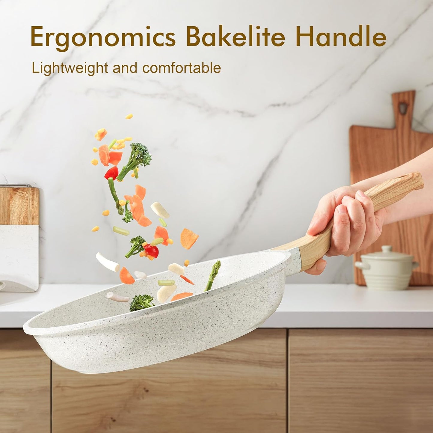 SENSARTE Nonstick Ceramic Frying Pan Skillet, 8-Inch Omelet Pan, Healthy Non Toxic Chef Pan, Induction Compatible Egg Pan with Heat Resistant Handle, PFAS-Free, White