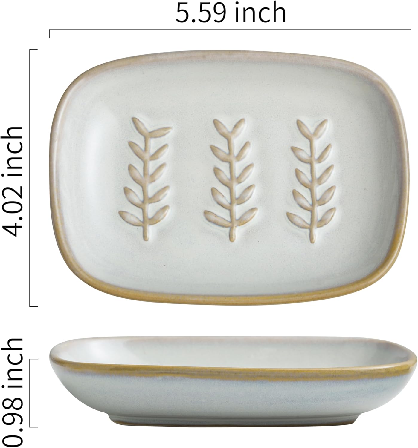 Soap Dish Bar Cleaner Dish for Shower, Ceramic Soap Dishes for Bar Shampoo or Sponge, Shower Soap Dish Soap Saver Tray for Bathroom Kitchen Sink, Easy to Clean