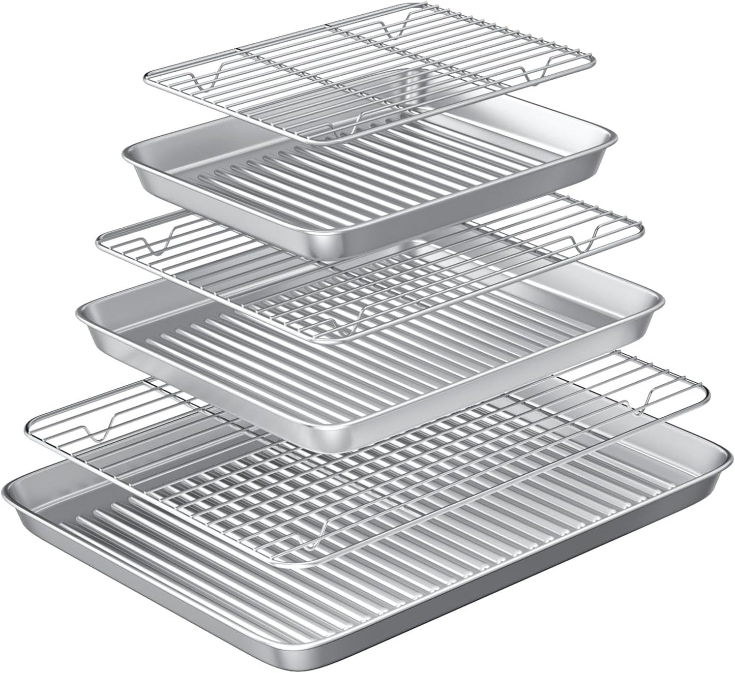 Baking Sheet with Wire Rack Set: 3 Baking Pans + 3 Cooling Racks for Cooking and Baking - Stainless Steel Nonstick Bacon Pans for Oven, Warp Resistant & Heavy Duty & Rust Free