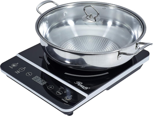 Rosewill Induction Cooker 1800 Watt, Induction Cooktop, Electric Burner with Stainless Steel Pot 10" 3.5 QT 18-8, RHAI-13001